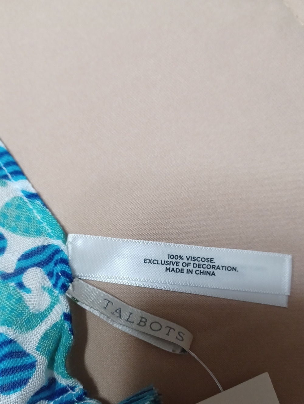 Talbots Blue and Teal Tassel Scarf - Picture 5 of 5